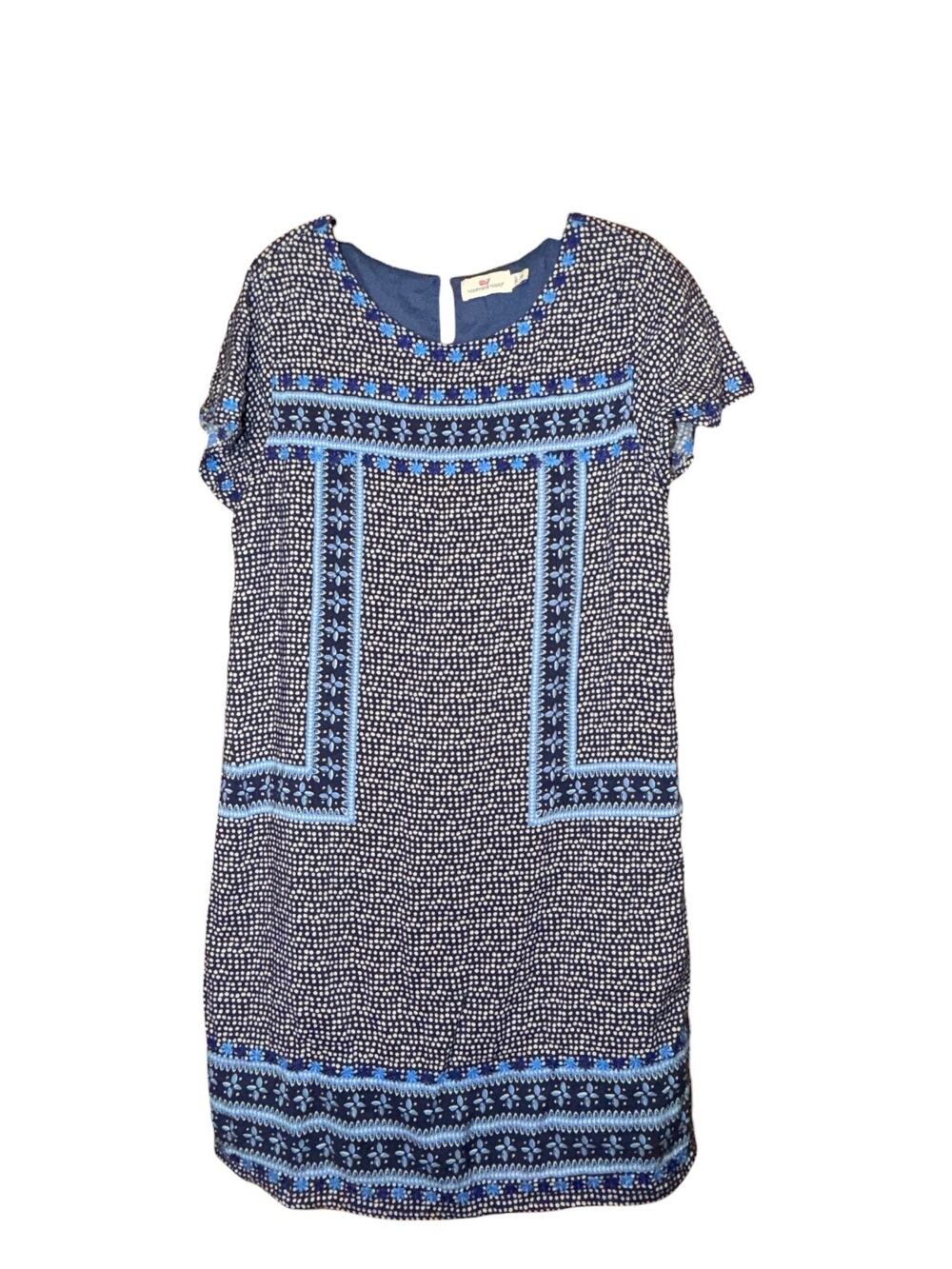 Vineyard Vines Women's Size 12 Linen Blend Multicolor Blue Dress